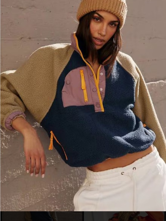 Free People Jackets & Blazers - Free People Navy, Tan & Mauve Colorblock hit the slopes jacket